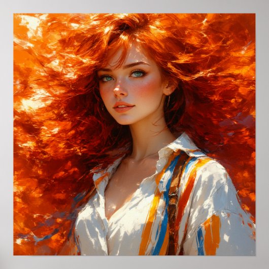 Radiant Elegance - Ölporträt zeitloser Schönheit Poster (Vorne)