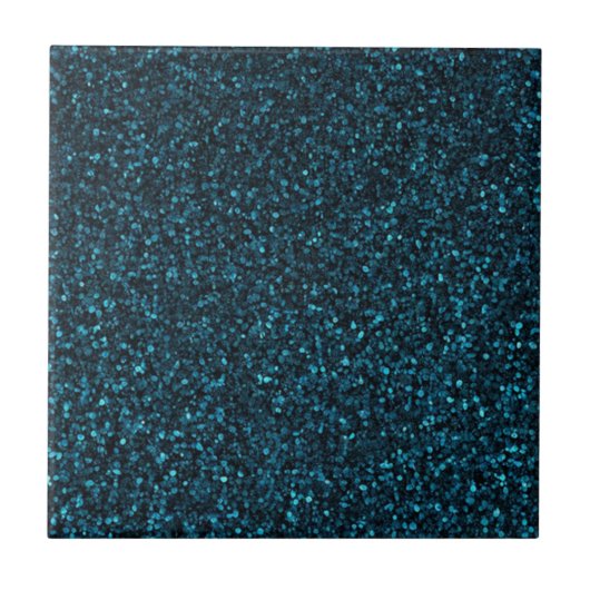 Radiant Eye Catching Blue Glitzer Particle Fliese (Vorderseite)