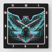 Radiant Falcon Glow Timepiece Quadratische Wanduhr (Vorderseite)