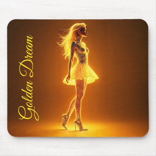 Radiant Fantasy Modell leuchtend goldenes Glühen Mousepad (Vorne)