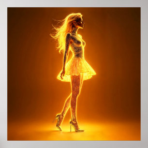 Radiant Fantasy Modell leuchtend goldenes Glühen Poster