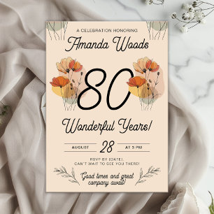 Radiant Floral 80. Geburtstag Jubilee Einladung