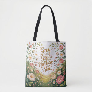 Radiant floral Burst wächst mit Grace Quote Tasche