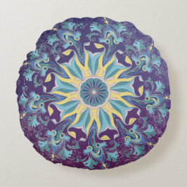 Radiant Floral Mandala Round Throw Kissen