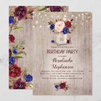 Radiant Floral Mason Jar Rustic Geburtstagsparty Einladung
