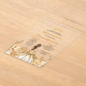 Radiant Floral Princess Tiara Gold Quinceanera Acryleinladungen (Ablage )