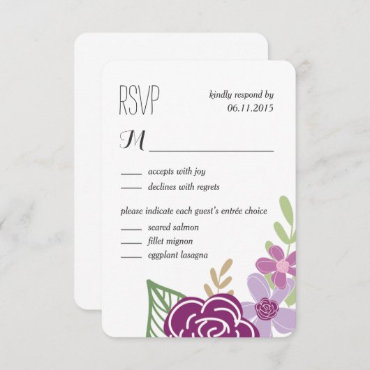 Radiant Florals Wedding Response / RSVP Cards (Vorne/Hinten)
