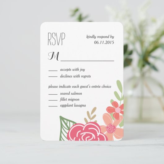 Radiant Florals Wedding Response / RSVP Cards (Stehend Vorderseite)