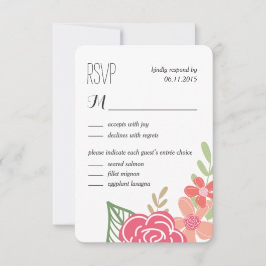 Radiant Florals Wedding Response / RSVP Cards Karte (Vorderseite)