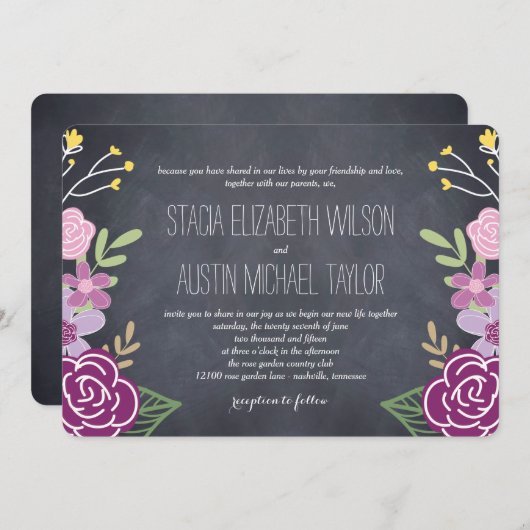 Radiant Florals Weditation - Lila Einladung (Vorne/Hinten)