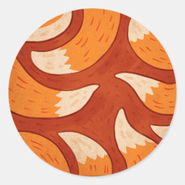 Radiant Fox - Tiermuster-Illustration Runder Aufkleber