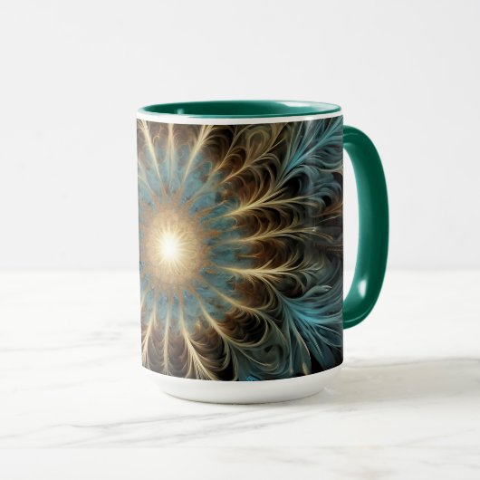 Radiant Fractal Flower Tasse (VorderseiteRechts)