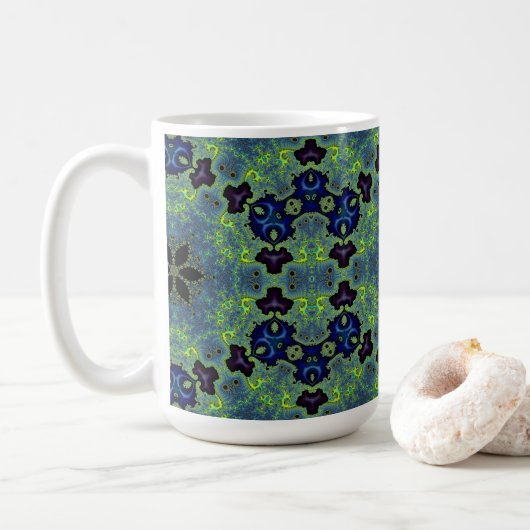 Radiant Fractal Symphony Kaffeetasse (Mit Donut)