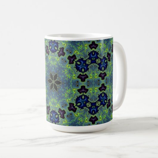 Radiant Fractal Symphony Kaffeetasse (VorderseiteRechts)
