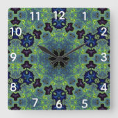 Radiant Fractal Symphony Quadratische Wanduhr (Vorderseite)