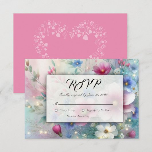 Radiant funkelnde Frühlingsblüten RSVP Karte (Vorne/Hinten)