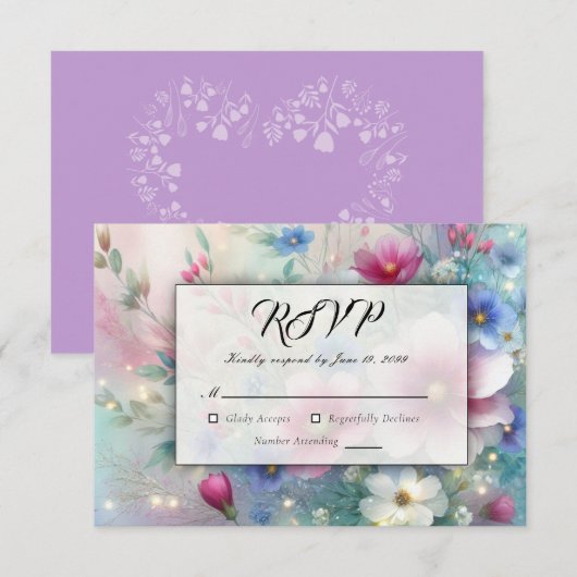 Radiant funkelnde Frühlingsblüten RSVP Karte (Vorne/Hinten)