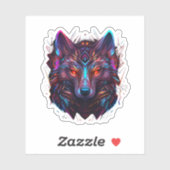 Radiant Futuristic Vivid Wolf Neon Sticker (Blatt)