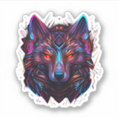 Radiant Futuristic Vivid Wolf Neon Sticker (Vorderseite)