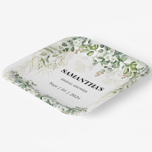 Radiant Garden: goldberührtes Brautparty Pappteller (Gewinkelt)