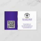 Radiant Gold Cross Pastor Foto Royal Lila Visitenkarte (Rückseite)