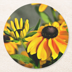 Radiant Golden Black Mit Augen Susan Rudbeckias Runder Pappuntersetzer