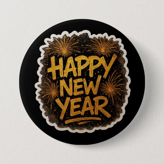 Radiant Graffiti-Style Happy New Year Explosion wi Button (Vorderseite)