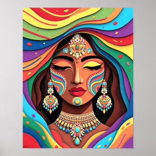 Radiant Harmony, A Colorful Paper-Cut Portrait Poster (Vorne)