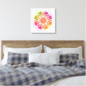 Radiant Harmony: Boho Orange und Pink Mandala Leinwanddruck (Insitu (Schlafzimmer))