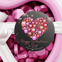 Radiant Heart of Sparkling Gems Valentinstag Runder Aufkleber
