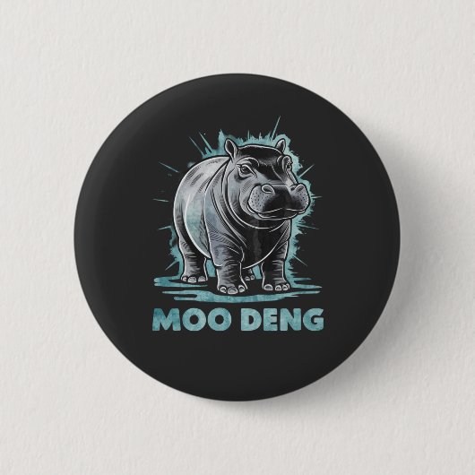 Radiant Hippo Moo Deng Button (Vorderseite)