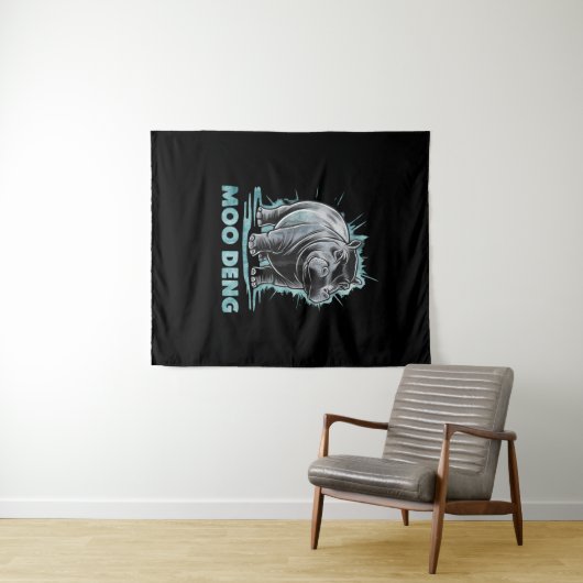 Radiant Hippo Moo Deng Wandteppich (Beispiel (Horizontal))