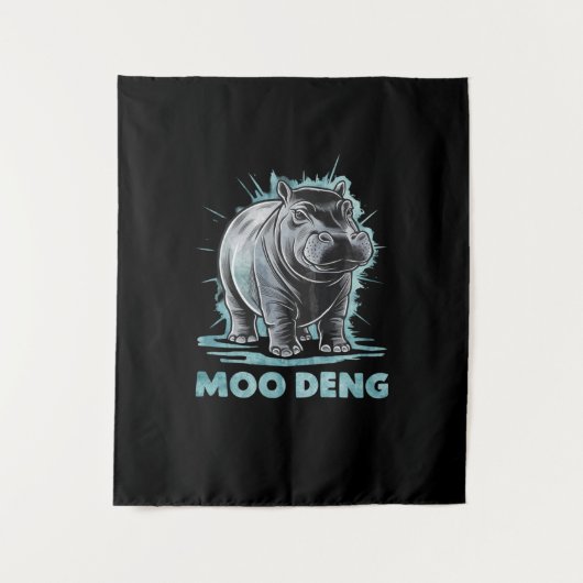 Radiant Hippo Moo Deng Wandteppich (Vorderseite)