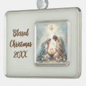 Radiant Holy Family Nativity Scene Rahmen-Ornament Silber (Links)