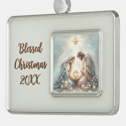 Radiant Holy Family Nativity Scene Rahmen-Ornament Silber (Links)