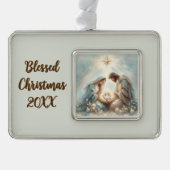 Radiant Holy Family Nativity Scene Rahmen-Ornament Silber (Vorderseite)