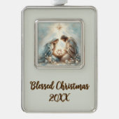Radiant Holy Family Nativity Scene Rahmen-Ornament Silber (Vorderseite)