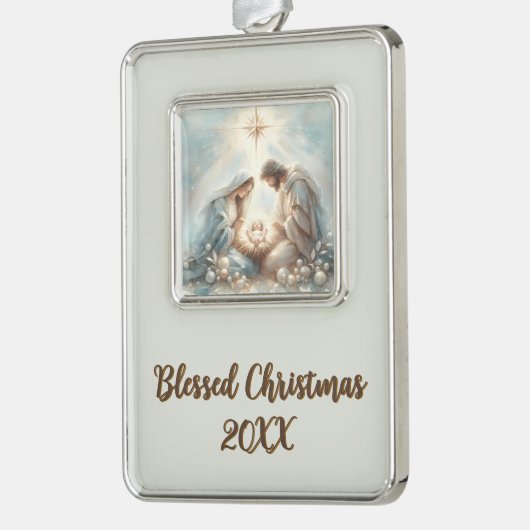 Radiant Holy Family Nativity Scene Rahmen-Ornament Silber (Links)