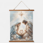 Radiant Holy Family Nativity Scene Wandteppich Mit Holzrahmen (Vorderseite)