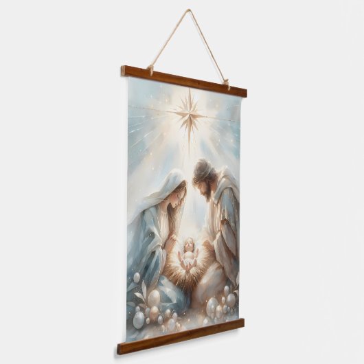 Radiant Holy Family Nativity Scene Wandteppich Mit Holzrahmen (Gewinkelt)