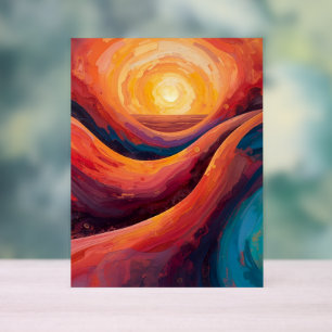 Radiant Horizon - Abstrakte Sonnenuntergangsmalere Acrylschild