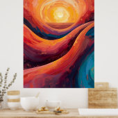 Radiant Horizon - Abstrakte Sonnenuntergangsmalere Poster (Küche)