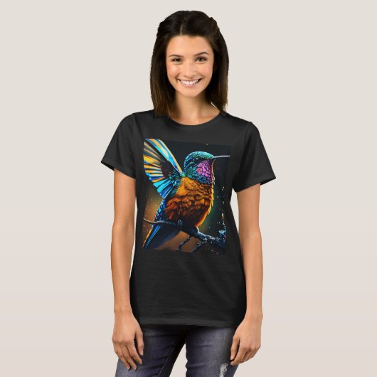 Radiant Hummingbird: T-Shirt zur Kunst der Feuerbe (Vorne ganz)