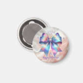 Radiant Iridescent Bow Year Accent Magnet (Vorderseite/Rückseite)