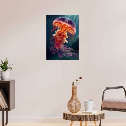 Radiant Jellyfish in Deep Ocean Poster (Wohnzimmer 3)