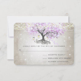 Radiant Lavender Heart Leaf Wedding RSVP