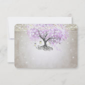 Radiant Lavender Heart Leaf Wedding RSVP Karte (Rückseite)
