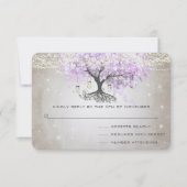 Radiant Lavender Heart Leaf Wedding RSVP Karte (Vorderseite)