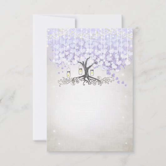 Radiant Lavender Heart Leaf Wedding RSVP Karte (Rückseite)