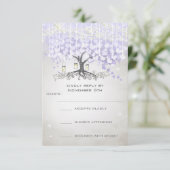Radiant Lavender Heart Leaf Wedding RSVP Karte (Stehend Vorderseite)